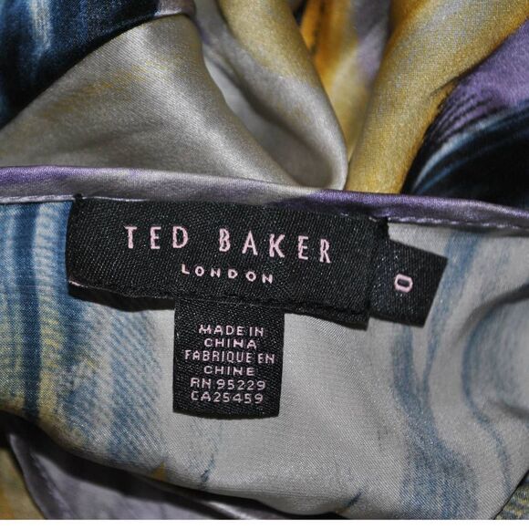 Ted baker 100% Silk Abstract Print Sleeveless Top- 0 - Picture 6 of 6